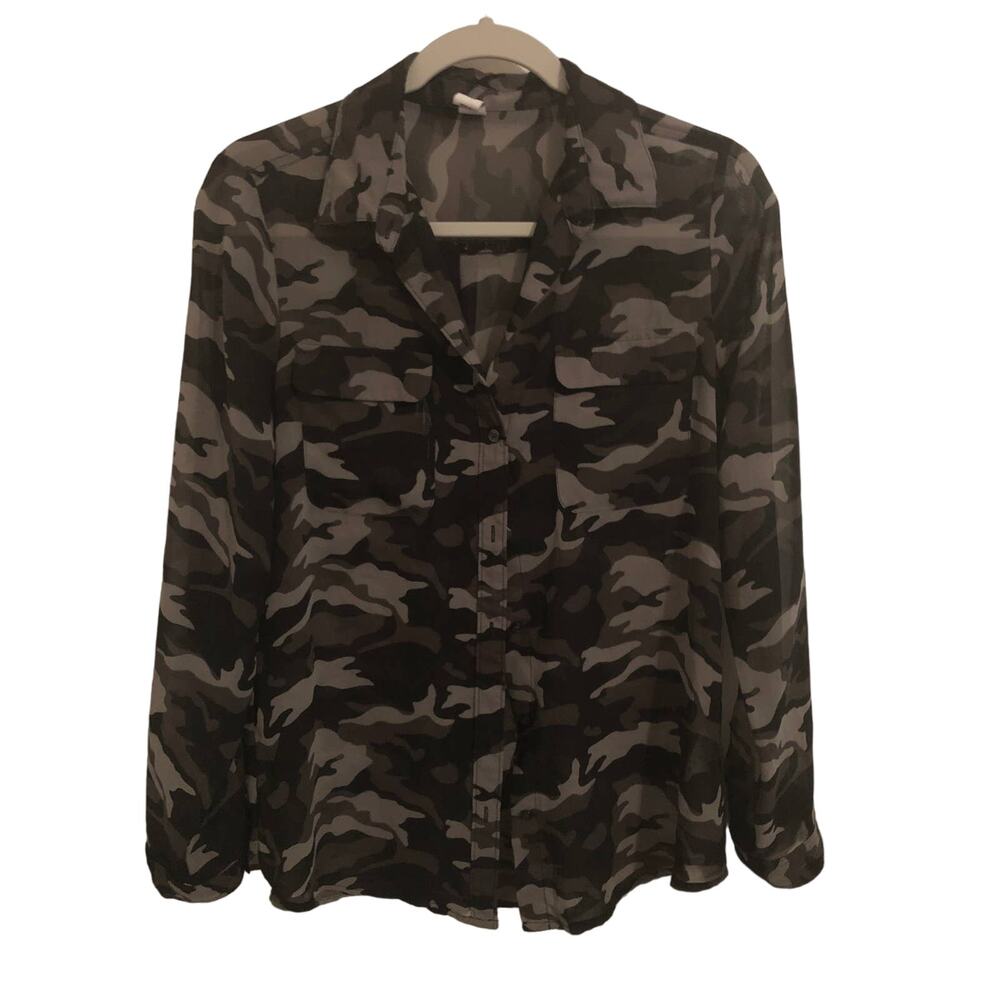 Old Navy sheer camo blouse size S